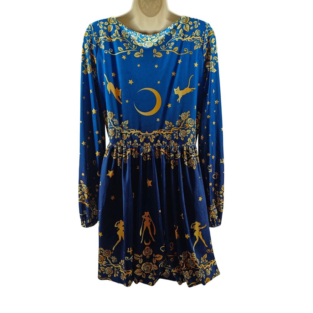 Black Milk Sailor Guardians Stars Velvet Squared Up Bishop Dress Large - Picture 5 of 5